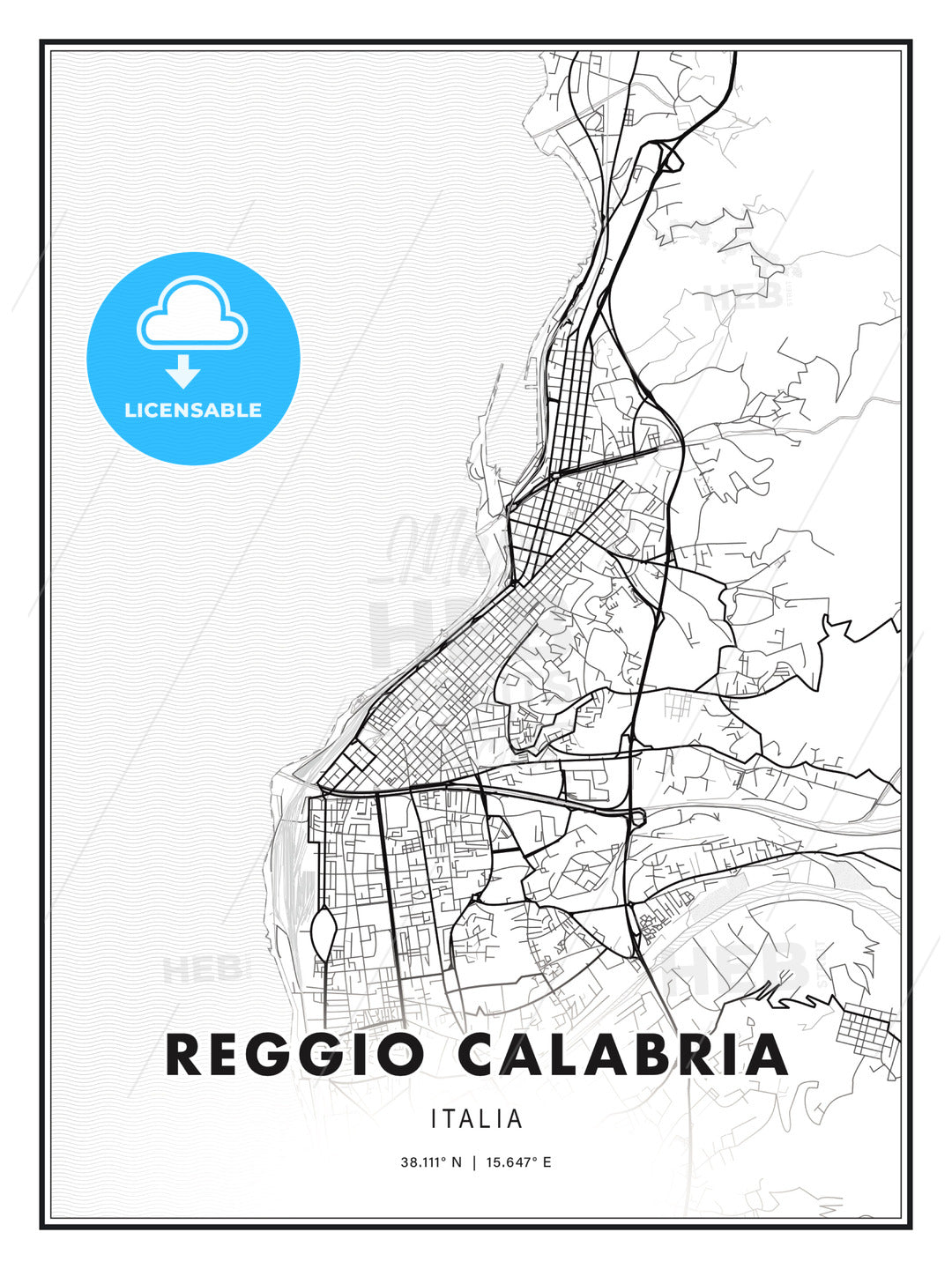Reggio Calabria, Italy, Modern Print Template in Various Formats - HEBSTREITS Sketches