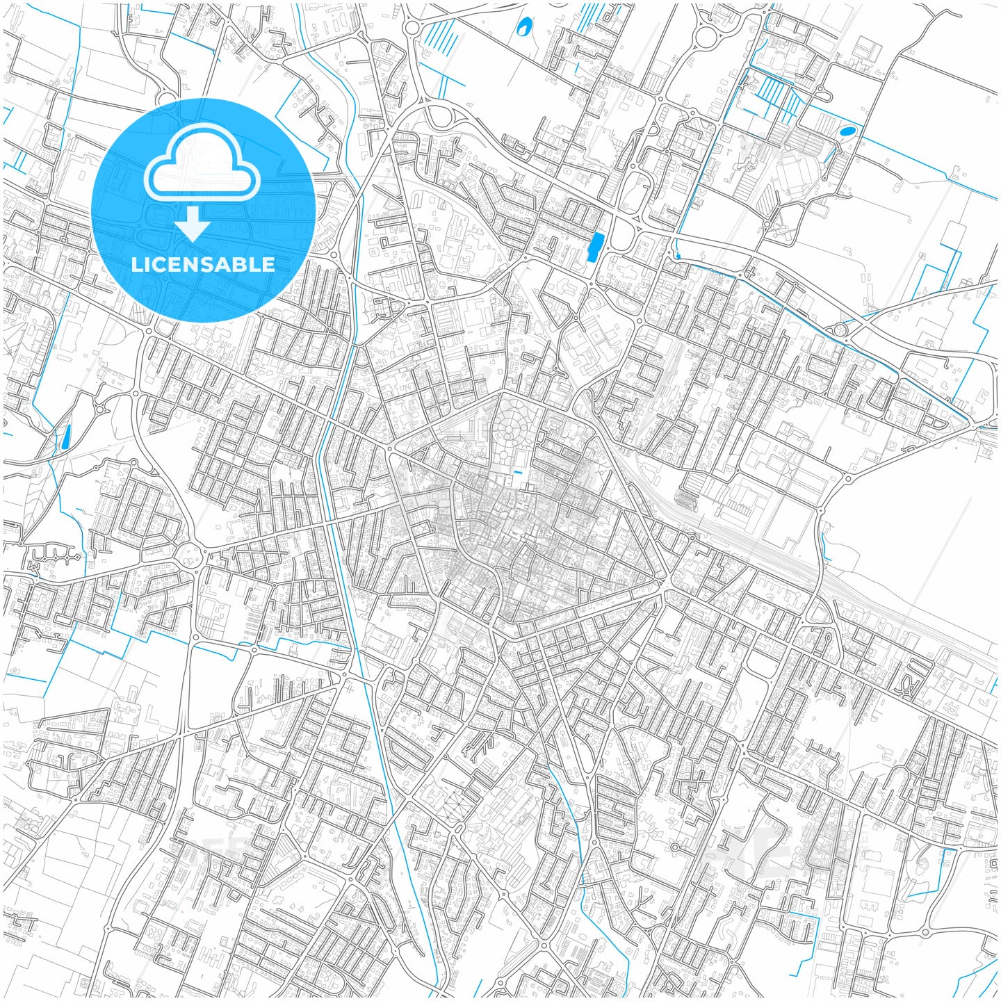 Reggio Emilia, Emilia-Romagna, Italy, city map with high quality roads.