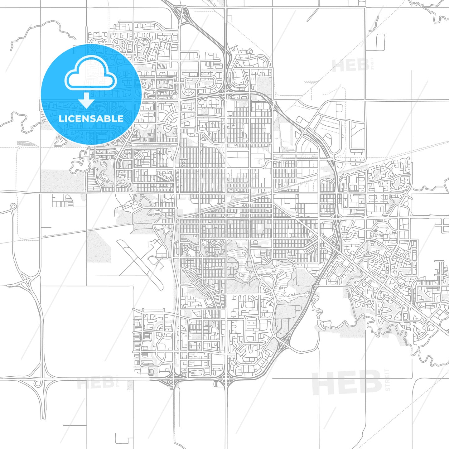 Regina, Saskatchewan, Canada, bright outlined vector map