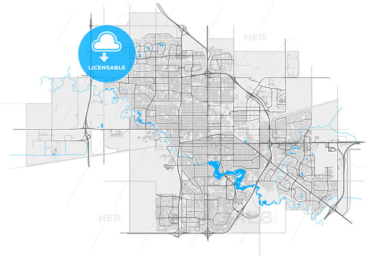 Regina, Saskatchewan, Canada, high quality vector map