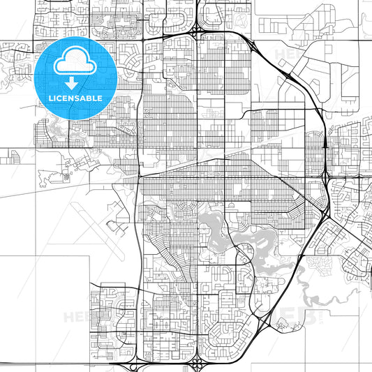 Regina, Saskatchewan, Downtown City Map, Light