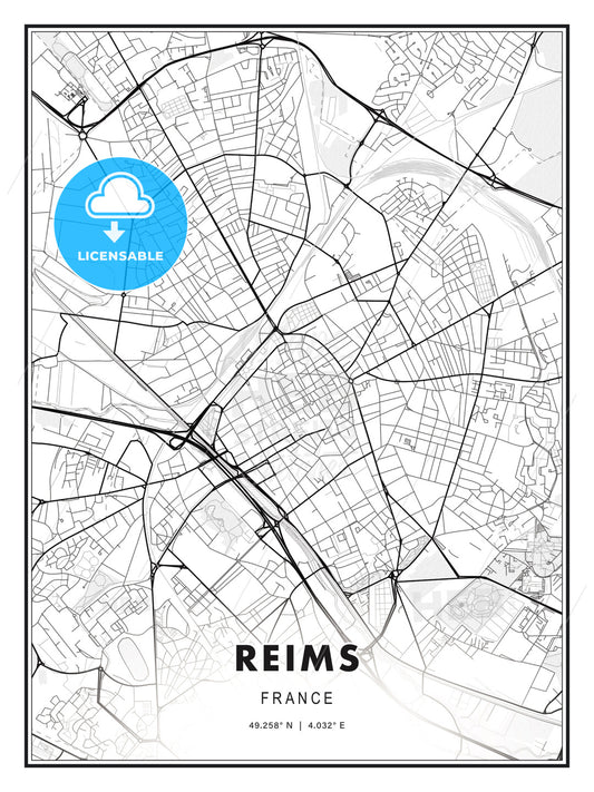 Reims, France, Modern Print Template in Various Formats - HEBSTREITS Sketches