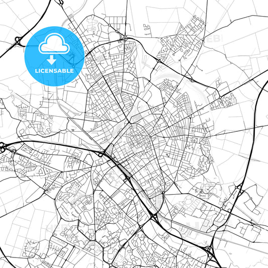 Reims, Marne, downtown map, light