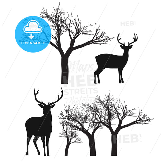 Reindeer and Trees isolated – instant download