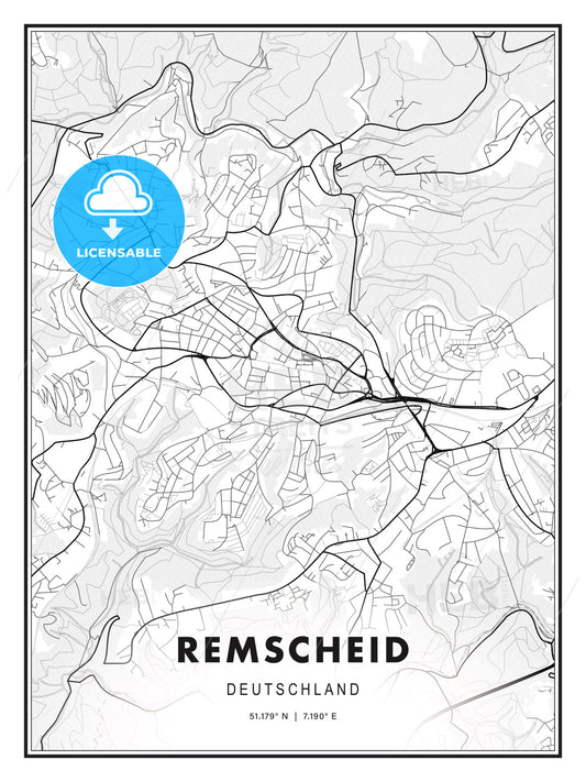 Remscheid, Germany, Modern Print Template in Various Formats - HEBSTREITS Sketches