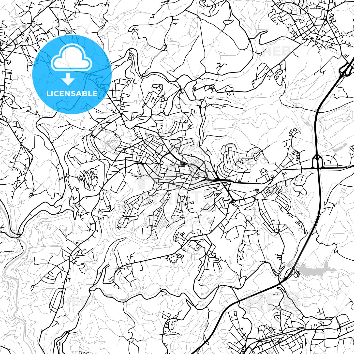 Remscheid, Germany, Vector Map - Light