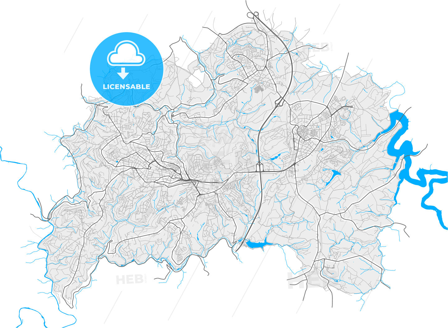 Remscheid, North Rhine-Westphalia, Germany, high quality vector map