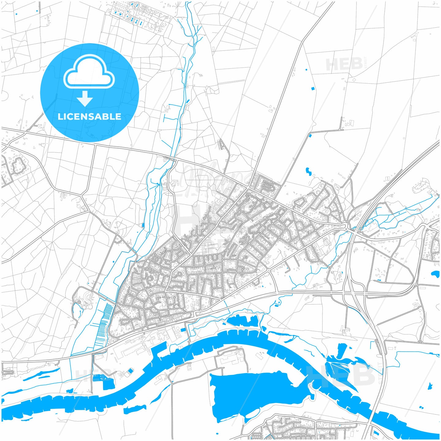 Renkum, Gelderland, Netherlands, city map with high quality roads.