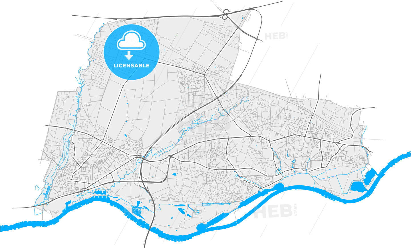 Renkum, Gelderland, Netherlands, high quality vector map