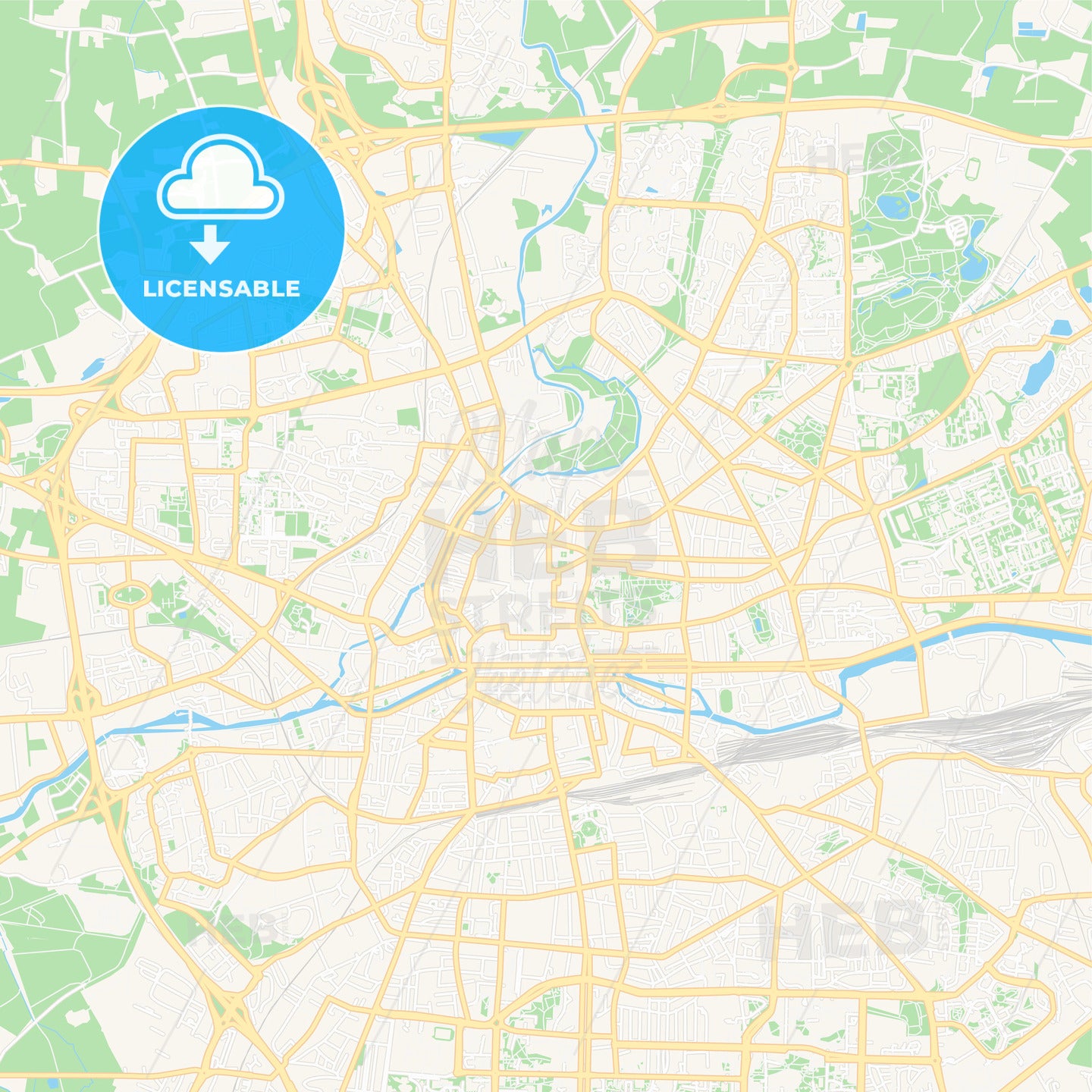 Rennes, France Vector Map - Classic Colors