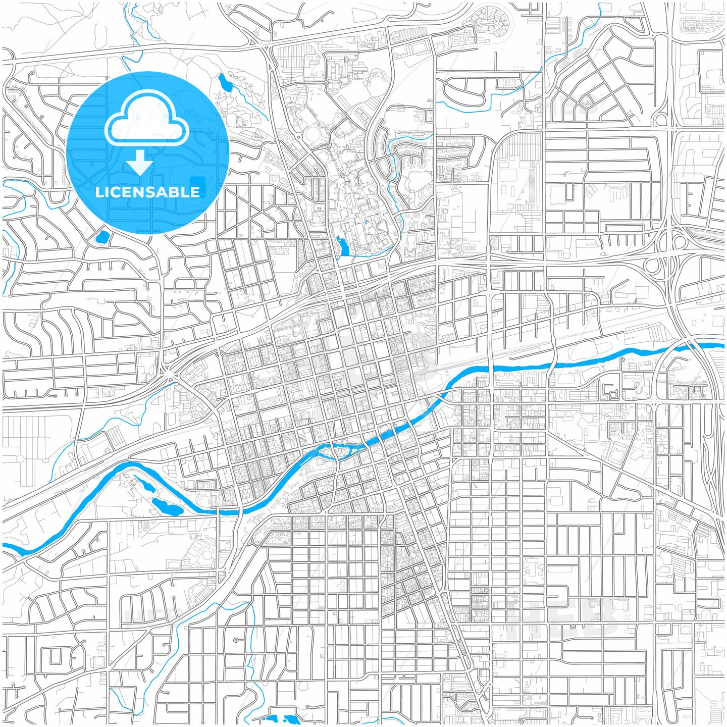 Reno, Nevada, United States, city map with high quality roads.