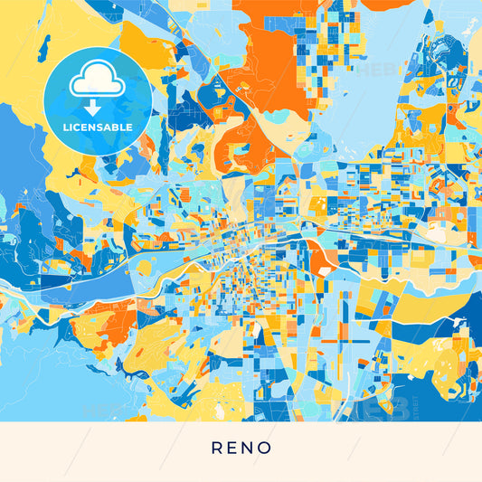 Reno colorful map poster template
