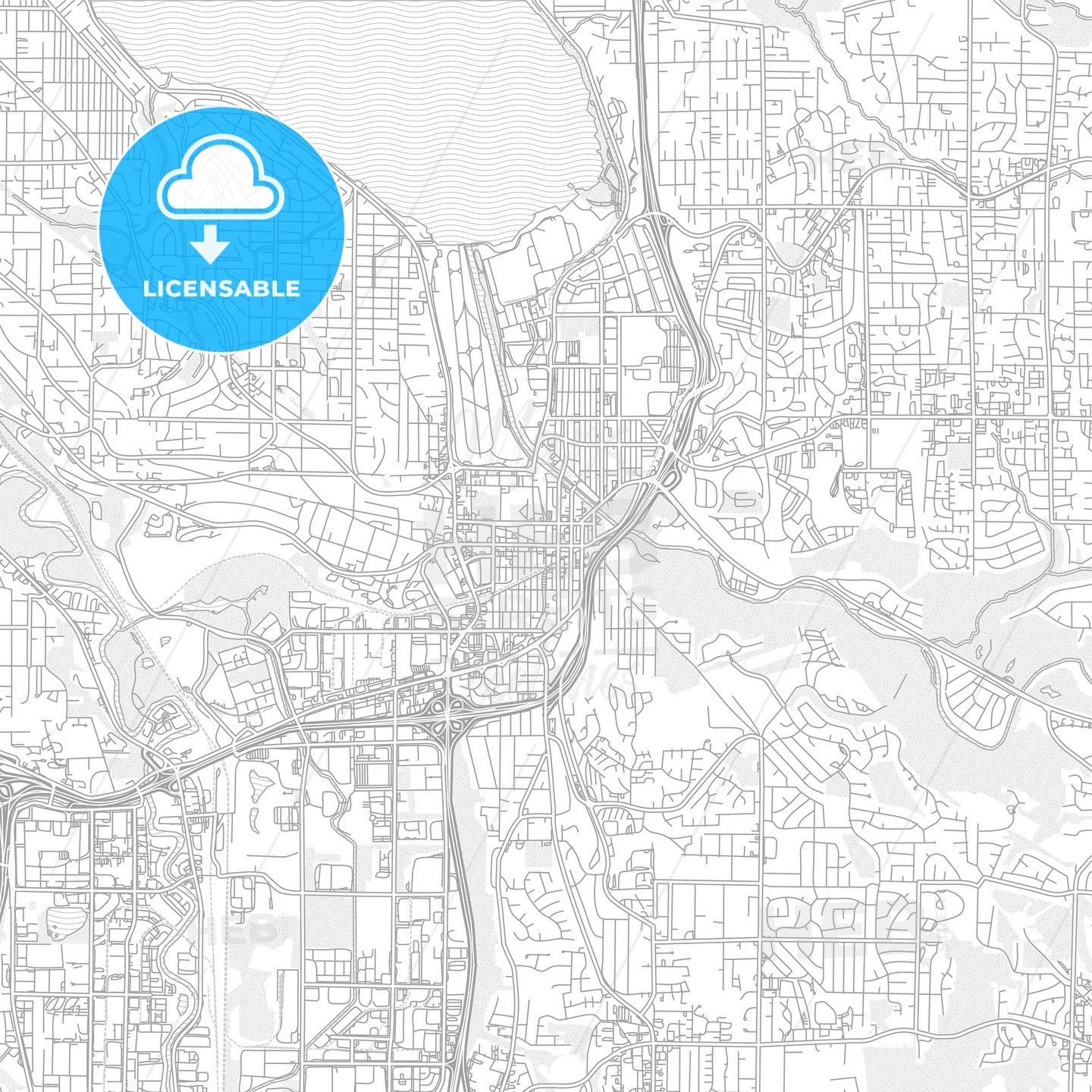 Renton, Washington, USA, bright outlined vector map