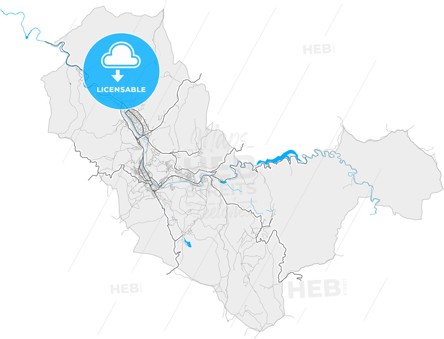 Reșița, Caraș-Severin, Romania, high quality vector map