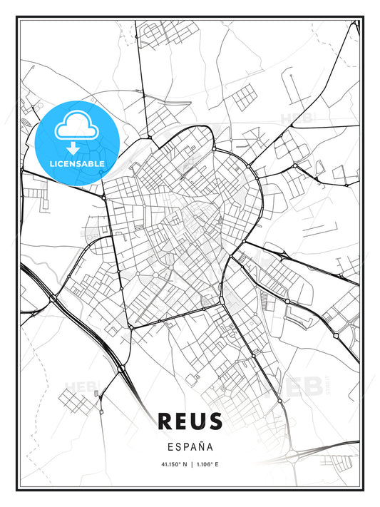 Reus, Spain, Modern Print Template in Various Formats - HEBSTREITS Sketches