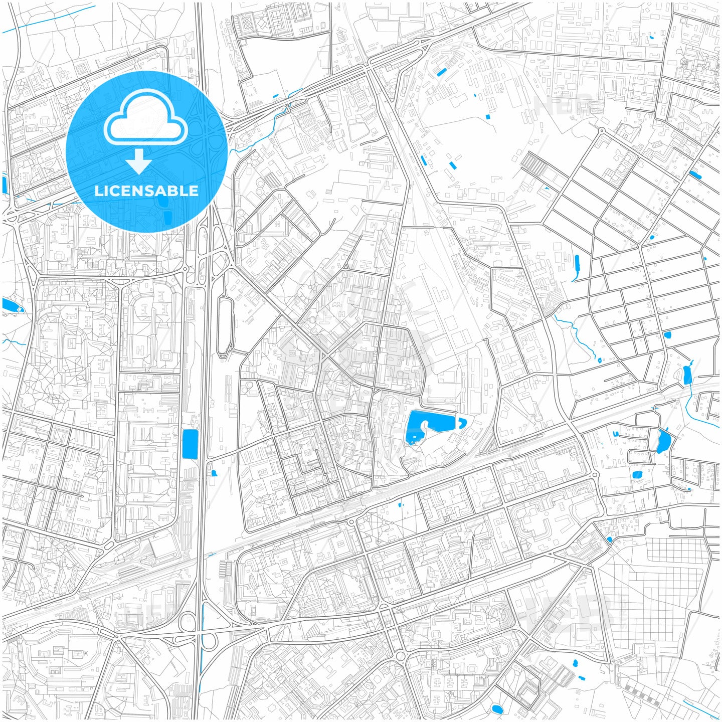 Reutov, Moscow Oblast, Russia, city map with high quality roads.