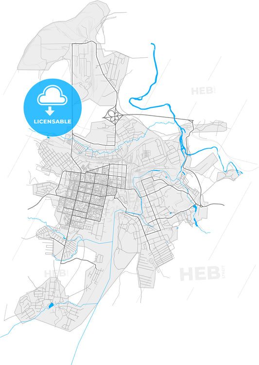 Revda, Sverdlovsk Oblast, Russia, high quality vector map