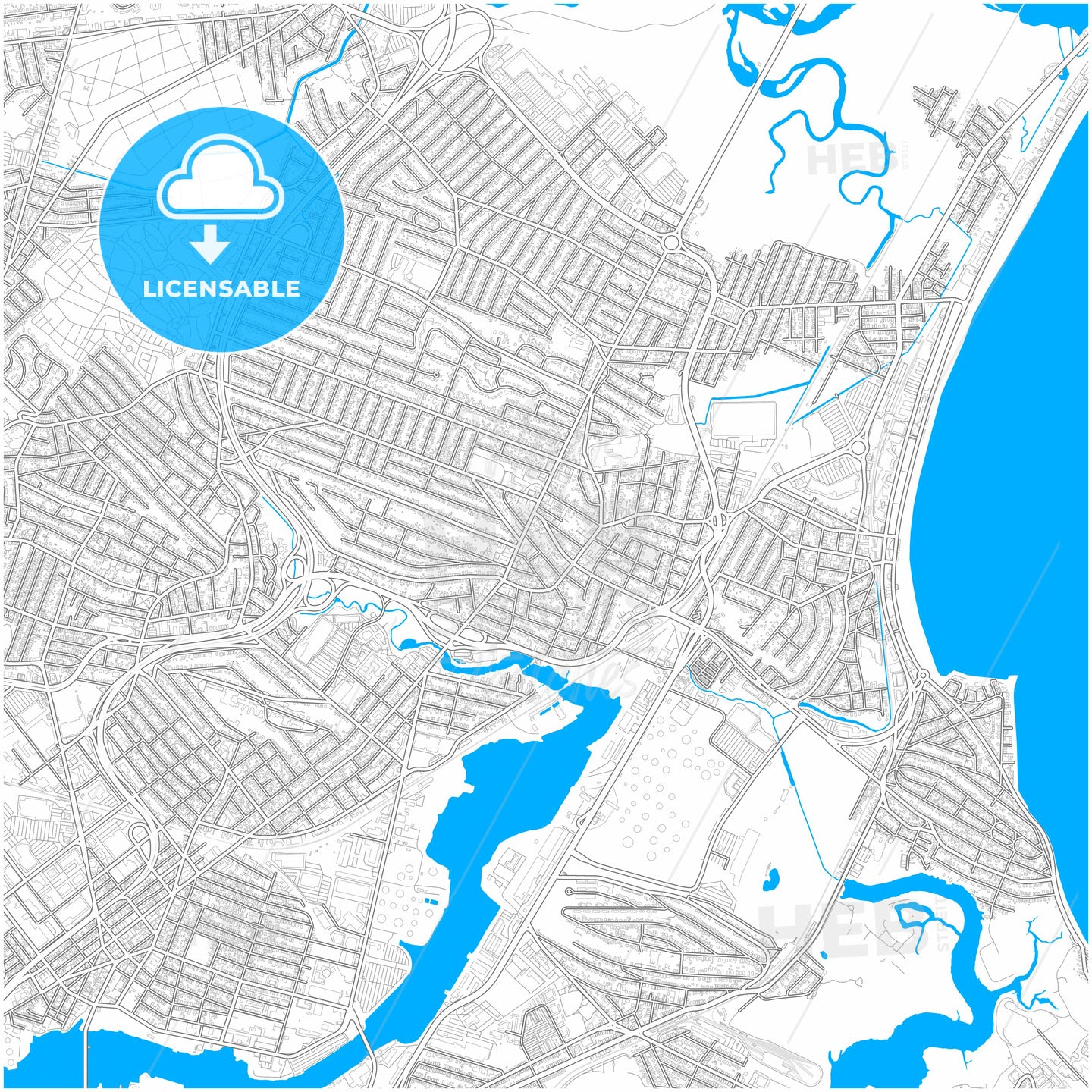 Revere, Massachusetts, United States, city map with high quality roads.