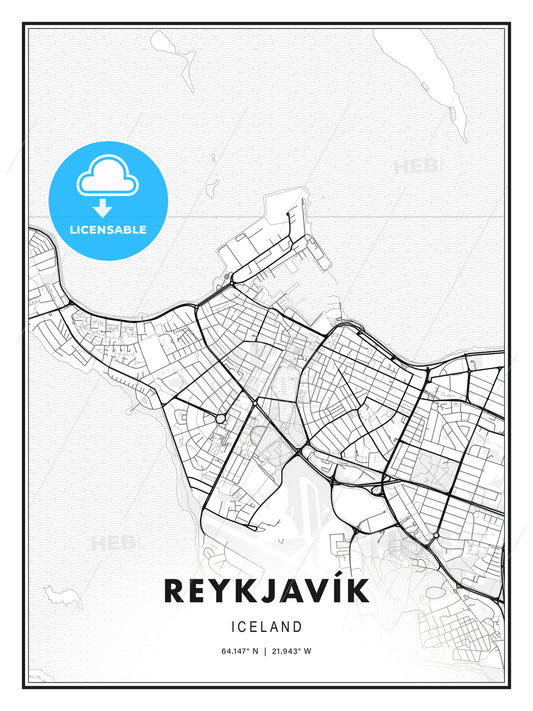 Reykjavík, Iceland, Modern Print Template in Various Formats - HEBSTREITS Sketches