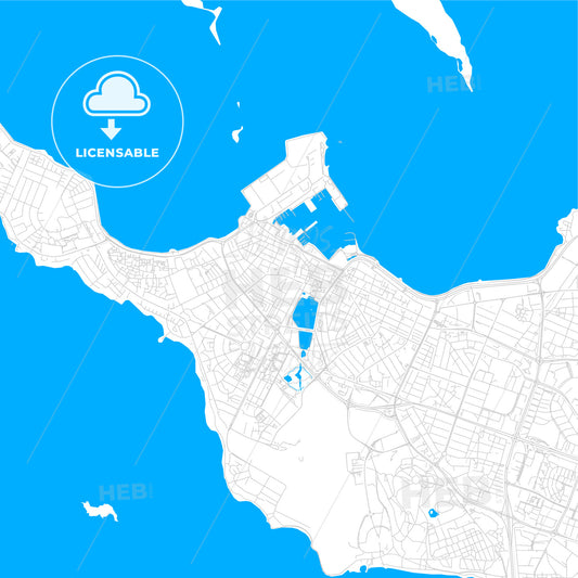 Reykjavík, Iceland bright two-toned vector map
