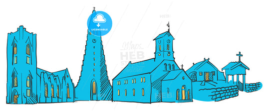 Reykjavik Iceland Colored Panorama – instant download