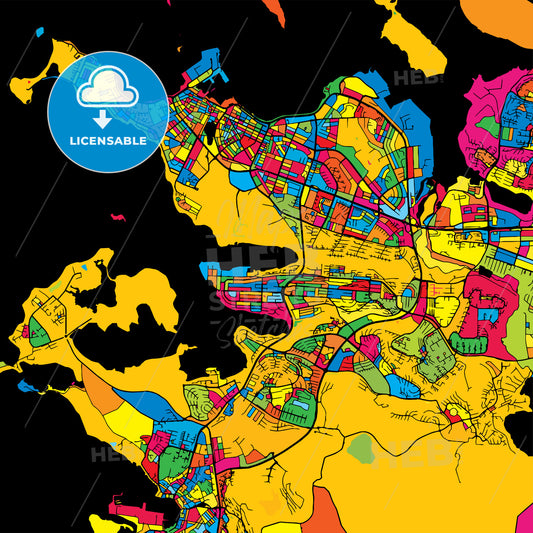 Reykjavik Iceland Colorful Map