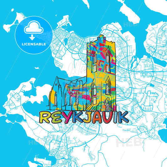 Reykjavik Travel Art Map