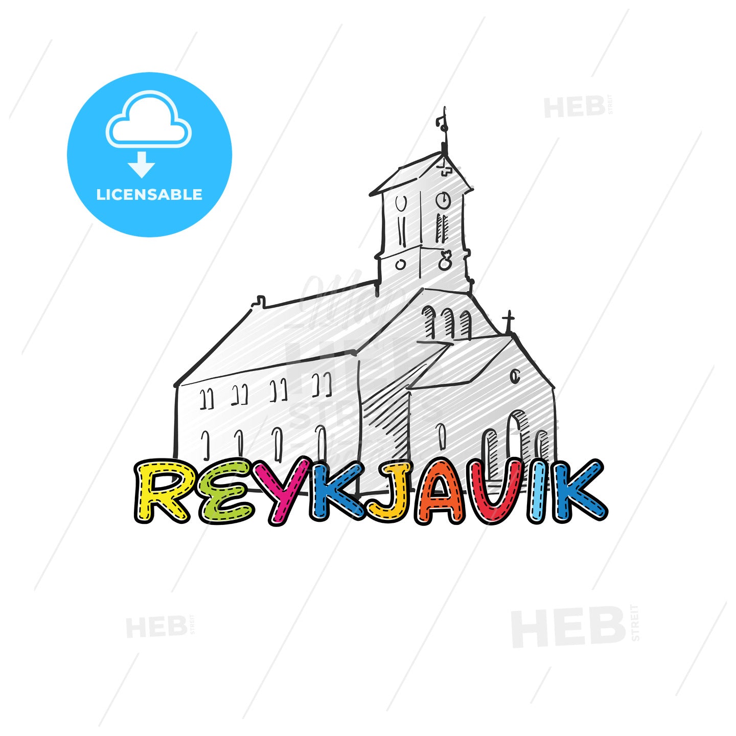 Reykjavik beautiful sketched icon – instant download