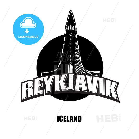 Reykjavik, church, black and white logo – instant download