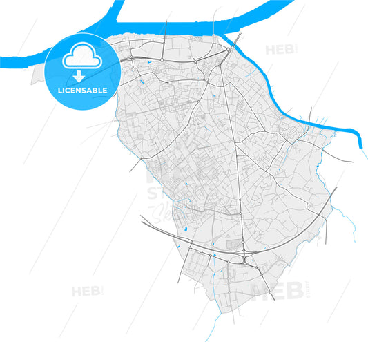 Rezé, Loire-Atlantique, France, high quality vector map