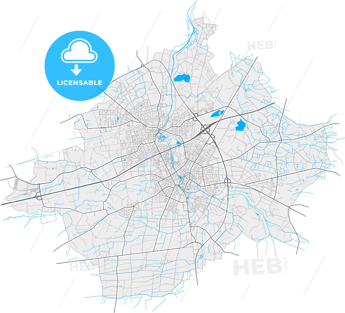 Rheda-Wiedenbruck, North Rhine-Westphalia, Germany, high quality vector map