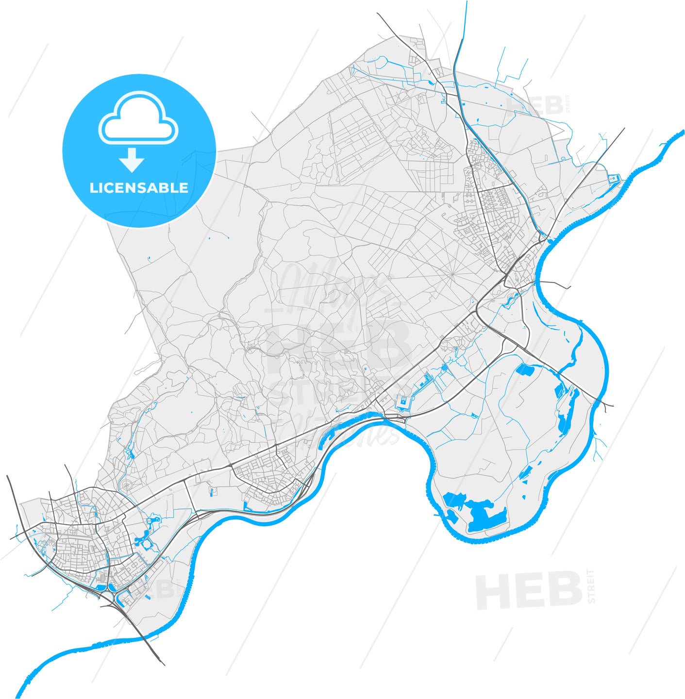 Rheden, Gelderland, Netherlands, high quality vector map