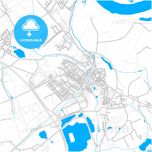 Rheinberg, North Rhine-Westphalia, Germany, city map with high quality roads.