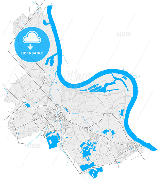 Rheinberg, North Rhine-Westphalia, Germany, high quality vector map