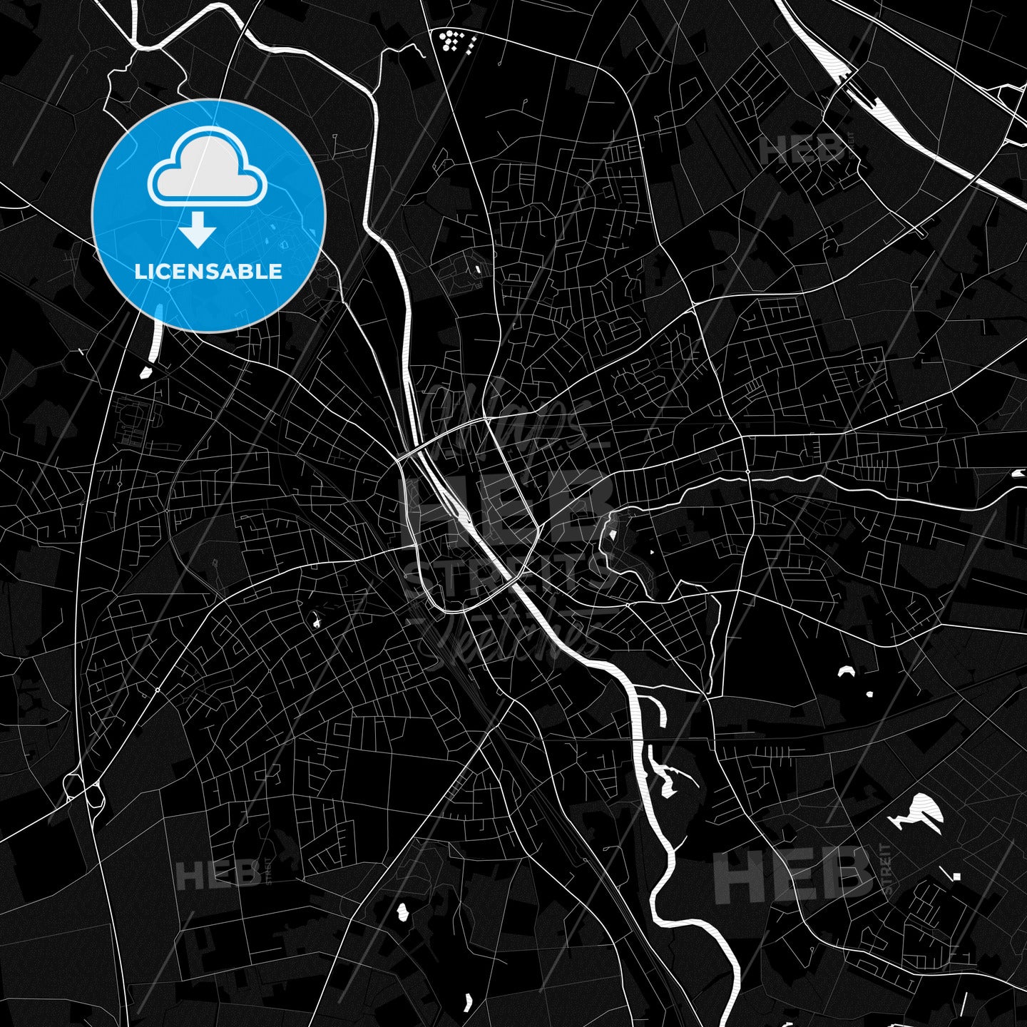 Rheine, Germany Pdf Vector Map Black And White – HEBSTREITS