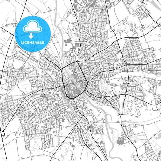 Rheine, Germany, vector map with buildings