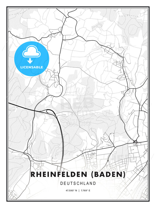 Rheinfelden (Baden), Germany, Modern Print Template in Various Formats - HEBSTREITS Sketches