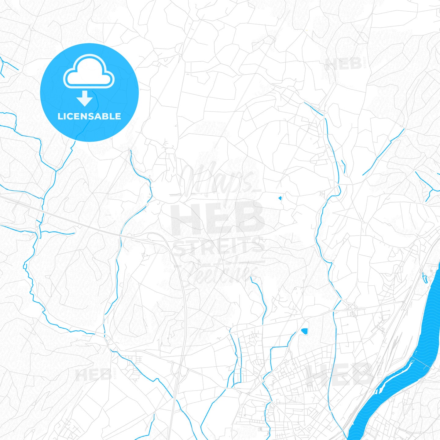 Rheinfelden (Baden), Germany PDF vector map with water in focus