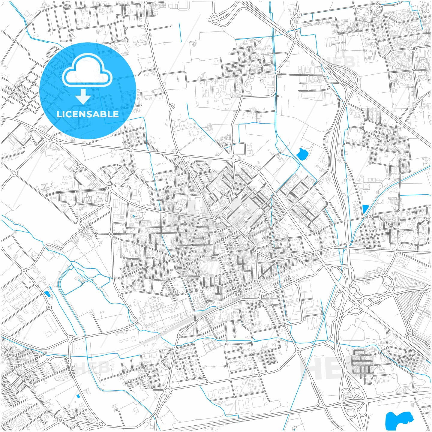 Rho, Lombardy, Italy, city map with high quality roads.