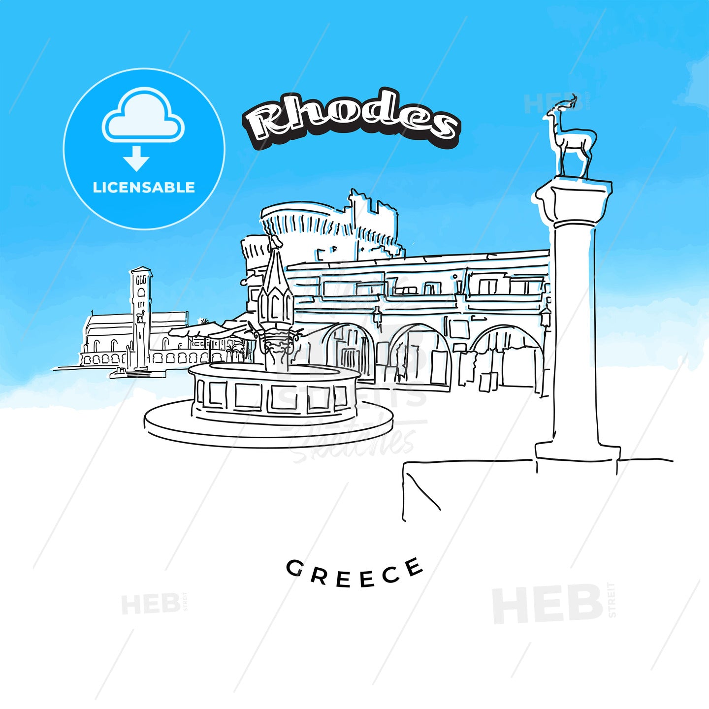 Rhodes Greece famous landmarks – instant download