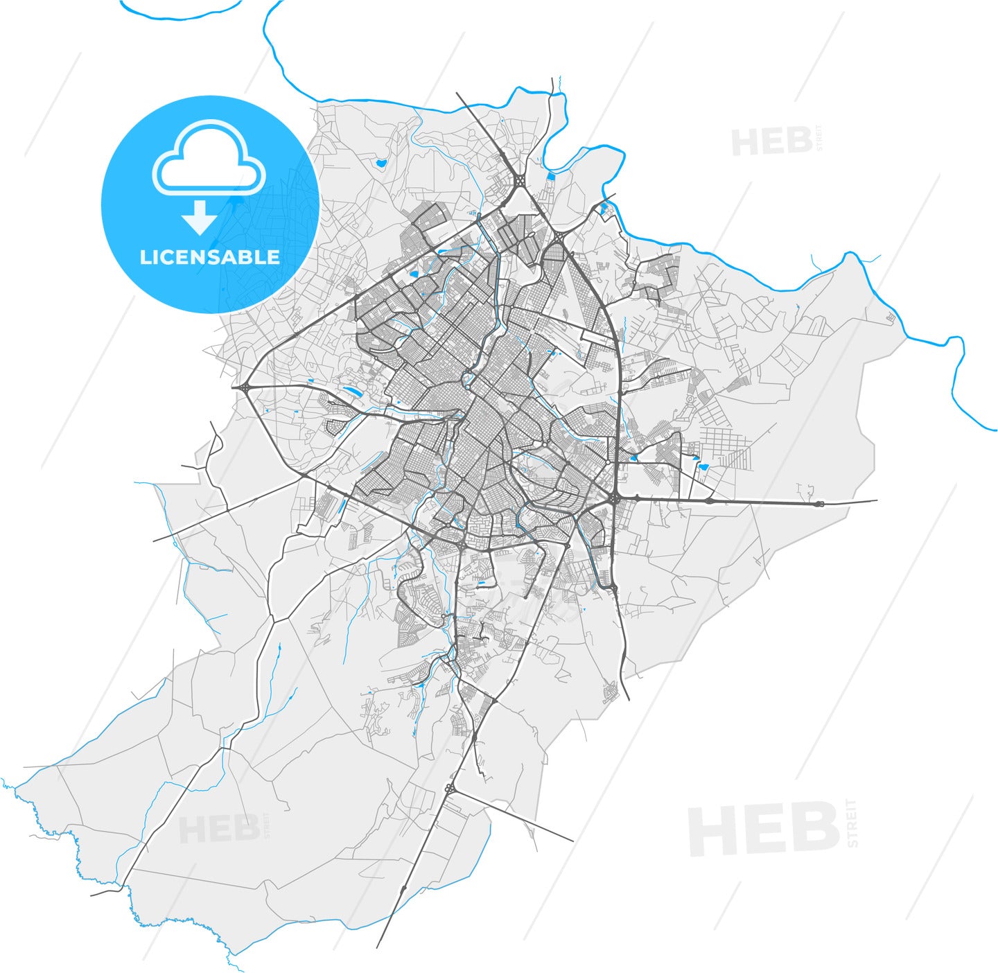 Ribeirao Preto, Brazil, high quality vector map