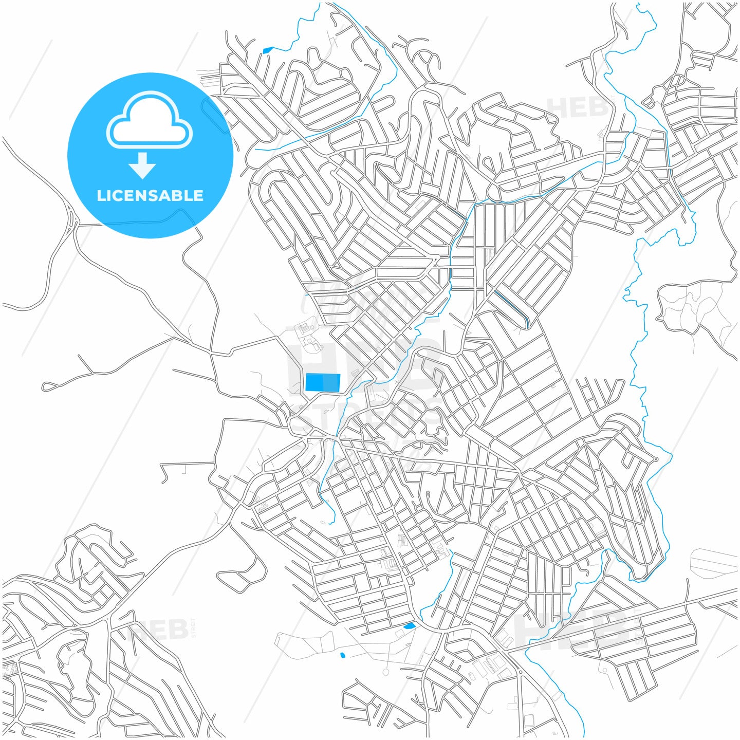 Ribeirao das Neves, Brazil, city map with high quality roads.