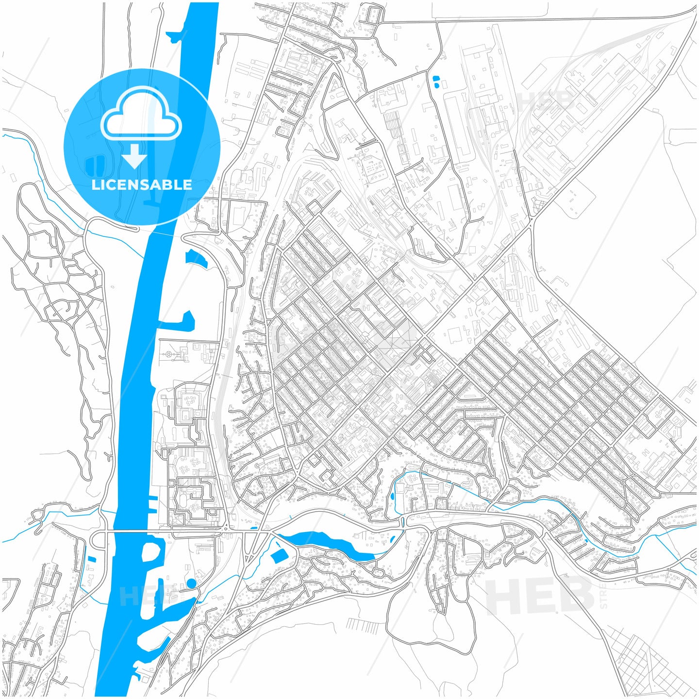 Rîbnița, Transnistria, Moldova, city map with high quality roads.