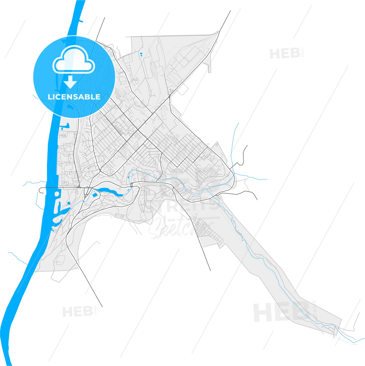 Rîbnița, Transnistria, Moldova, high quality vector map