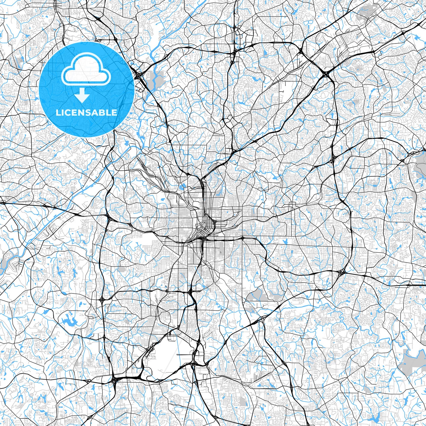 Rich Detailed Atlanta, Georgia Vector Map