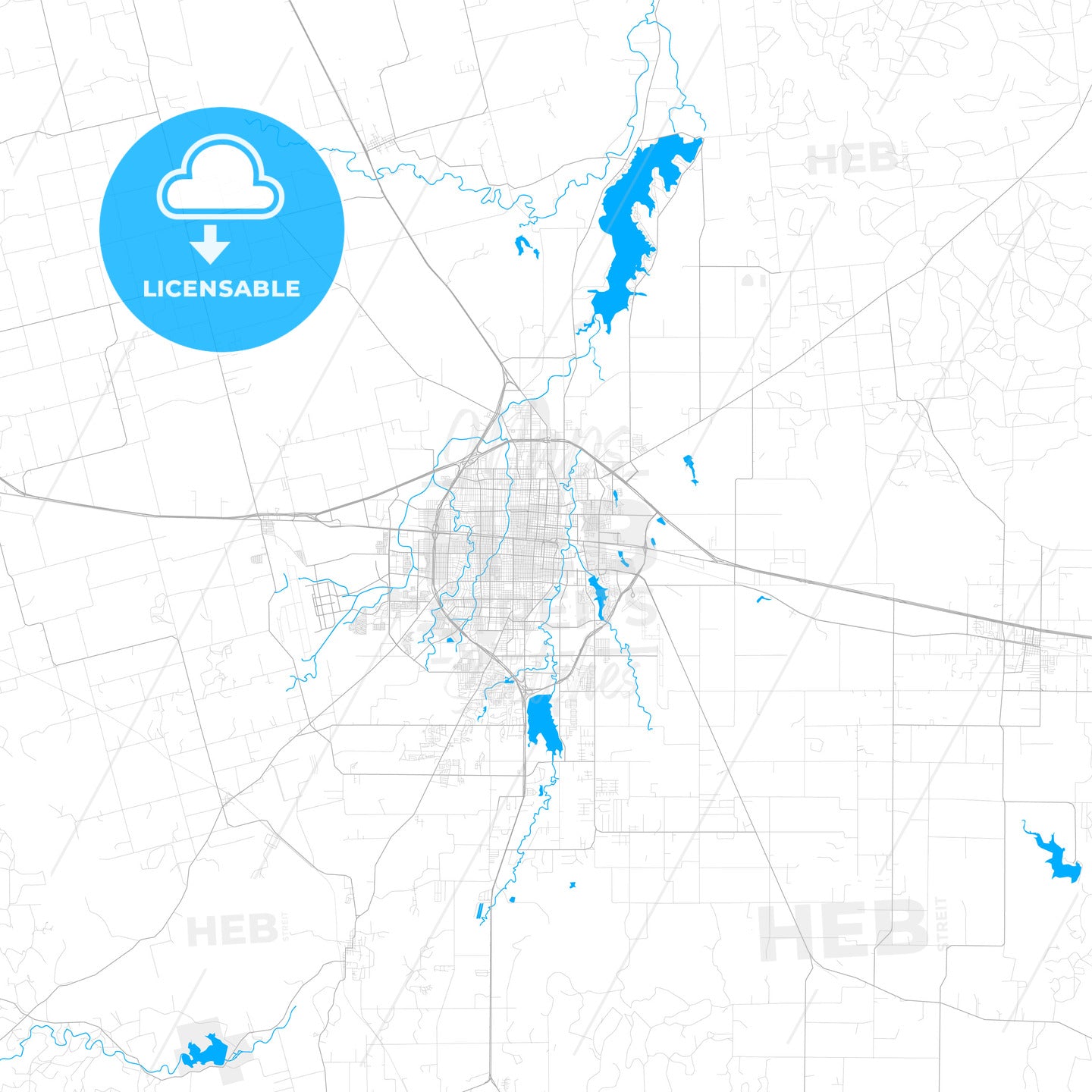 Rich detailed vector map of Abilene, Texas, USA