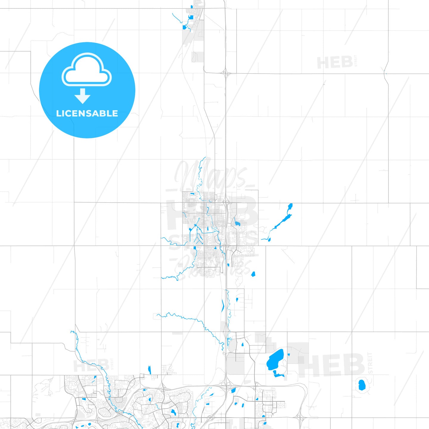 Rich detailed vector map of Airdrie, Alberta, Canada