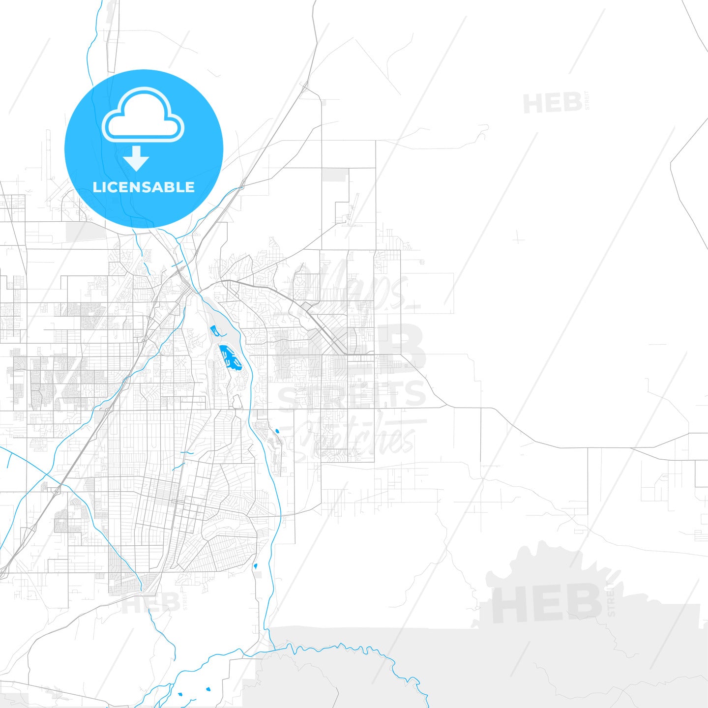 Rich detailed vector map of Apple Valley, California, USA