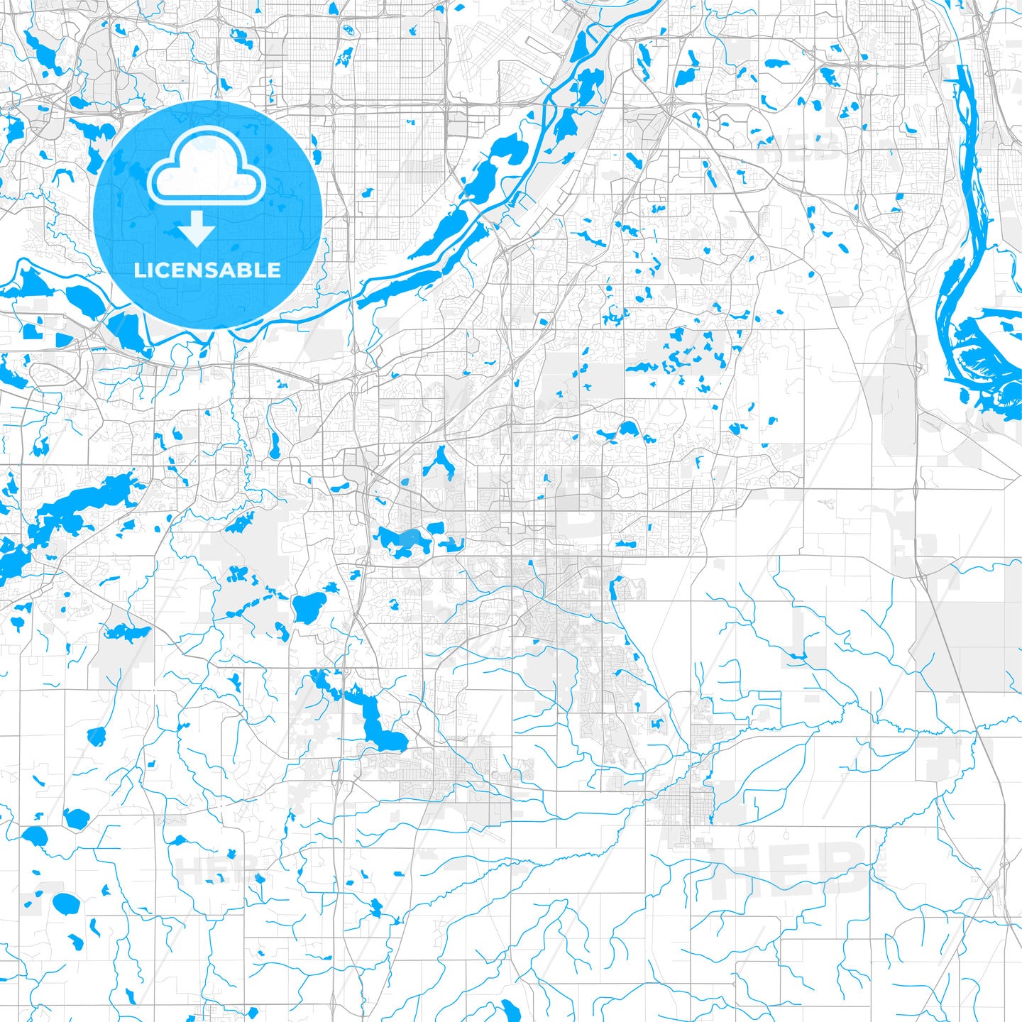 Rich detailed vector map of Apple Valley, Minnesota, United States of America