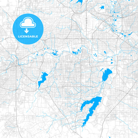 Rich detailed vector map of Arlington, Texas, U.S.A.